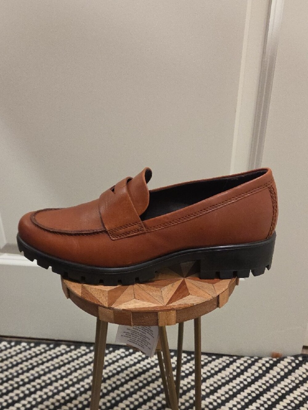 Ecco Womens Cognac Leather Penny Loafers - Picture 3 of 8